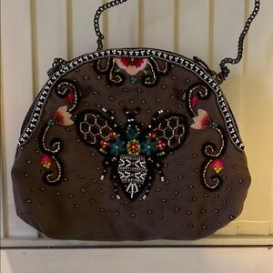 Mary Frances Brown Mini Bag with Intricate Embellishments